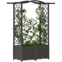 vidaXL Jardinière surélevée avec treillis et toit, marron, 125 x 40 x 138 cm, PP