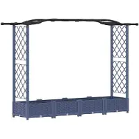 vidaXL Jardinière surélevée avec treillis et toit, gris, 207 x 40 x 123 cm, PP