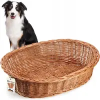 Kadax lit pour chiens et chats en osier, lit pour animaux domestiques en couleur naturelle, lit pour chiens (20x85x67cm)