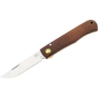 Böker Plus Rusticus Medium 01BP0041, Satin 420 Stainless Steel, Brown Wood, couteau de poche