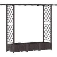 vidaXL Jardinière surélevée avec treillis et toit, marron, 164 x 40 x 121 cm, PP