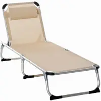 OEM Chaise de jardin en aluminium, réglable sur 5 positions, pliable, ergonomique, beige, 170 x 60 x 76 cm, pour le jardin et la terrasse