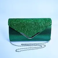 OEM Pochette de nuit pour femme - Sac à main à paillettes - Sac en satin - Sac brodé - Accessoire en perles - Étole en satin - Sac de luxe vert