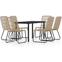 Syfax Ensemble à manger de jardin 7 pcs Chêne