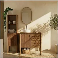 MOB-IN Meuble JOY chêne 80cm, vasque, miroir, robinet et colonne