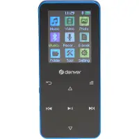 Denver Lecteur MP3/MP4 - Bluetooth - Lecture aléatoire/Répétition - Carte SD jusqu'à 128 Go - Écouteurs inclus - Dictaphone - MP1830BU - Bleu