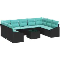Syfax Ensemble de Canapés 10 pc Noir polyrotin