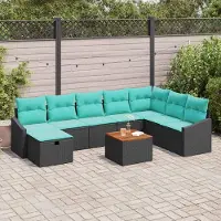 Prolenta Maison Exclusive - Ensemble de canapé de jardin, 9 pièces, en résine tressée noire