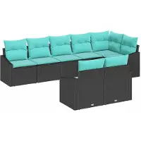 Syfax Ensemble de Canapés 8 pc Noir polyrotin