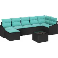 Syfax Ensemble de Canapés avec coussin 8 pcs Noir polyrotin