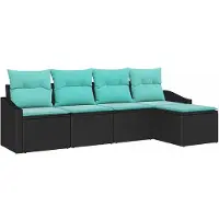 Syfax Ensemble de Canapés 5 pc Noir polyrotin