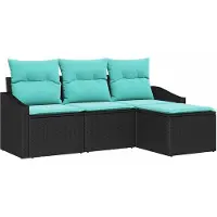 Syfax Ensemble de Canapés 4 pc Noir polyrotin