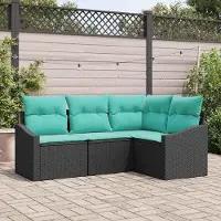 Prolenta Maison Exclusive - Ensemble de canapé 4 pièces, couleur noire [Matériau synthétique] : Rotin synthétique