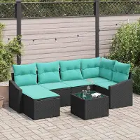 Prolenta Maison Exclusive - Ensemble de canapé 7 pièces, couleur noire [Matériau synthétique] : Rotin synthétique