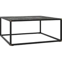 Prolenta Maison Exclusive - Table basse noire avec plateau en verre noir aspect marbre 80 x 80 x 35