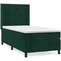vidaXL Lit boxspring avec matelas vert foncé 100x200 cm velours