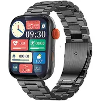 Atlanta Montre connectée avec bracelet interchangeable en métal et silicone noir, Bluetooth