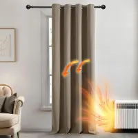 OEM Rideaux à anneaux, stores thermiques avec tissu occultant pour chambre à coucher, salon, 132 x 229 cm (L x H), taupe, 1 pièce