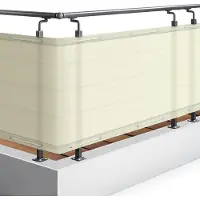 OEM Brise-vent de balcon 90 x 300 cm, beige, en PES, avec œillets et cordon