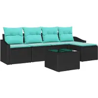 Syfax Ensemble de Canapés 6 pc Noir polyrotin