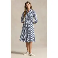 Ralph Lauren pour femme. 211891428001 Robe chemise marine (30), Casuel, Coton, Manche longue