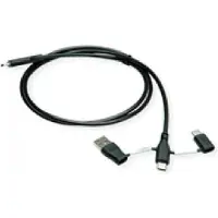 Roline Câble USB 2.0 type C, ST/ST, avec adaptateurs de blocage de données type A+C, 1 m