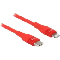 DeLOCK Câble USB 50 cm pour transfert de données/alimentation pour iPhone, iPad, iPod - Deuxième port : 1 x Apple Lightning mâle - 480 Mbit/s - MFI - 28/22 AWG - Rouge
