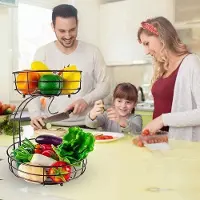OEM Support à fruits à double étagère - structure métallique avec support pour bananes - bronze et acier inoxydable