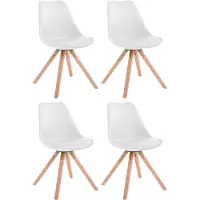 CLP Lot de 4 chaises Toulouse Square avec pieds en bois carrés, structure blanche, couleur naturel