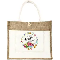 OEM Sac fourre-tout en jute - À personnaliser - Matière naturelle - 40 x 30 cm - Beige naturel