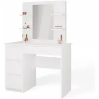 CARUNO Toilette MARINA 4P Miroir MIJAS GAUCHE 4 Tiroirs 4 Etagères BLANC Pour Chambres à coucher