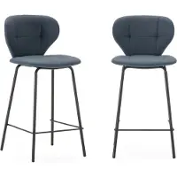 CALICOSY - Lot de 2 tabourets avec pieds en métal noir H67 cm - MAURA