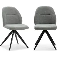 CALICOSY - Lot de 2 chaises pivotantes en tissu avec pieds en métal noir L47 cm - TAMARA