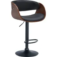 CLP Tabouret de bar Portmore, revêtement en similicuir, pivotant et réglable en hauteur | Couleur : noyer/noir. Structure : noire