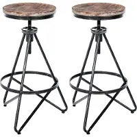 CLP - Ensemble de 2 tabourets de bar Karla, réglables en hauteur, style industriel | Couleur : argent