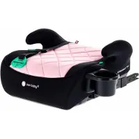 Sun baby Rehausseur pour enfant, siège auto, rehausseur, siège enfant, ISOFIX, 125–150 cm, porte-gobelet, LittleNestPro, noir et rose,
