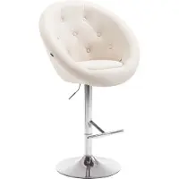 CLP Tabouret de bar London V2, revêtement en tissu, pivotant et réglable en hauteur | Couleur : crème. Structure : chromée