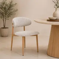 Zesso Chaise de salle à manger Milton & Oldbrook en chenille, Vannes Beige - Chêne