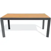 DCB Groupe Table de jardin en alu plateau polywood aspect bois