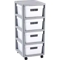 Curver Infinity Rack sur roues 4X11L Gris/Blanc
