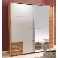Wimex Armoire à portes coulissantes Emden, 2 portes, chêne planches / blanc, 180 cm