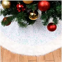 OEM Pulls colorés à motif sapin de Noël avec des paillettes, pull épais et doux à motif sapin de Noël en Fourrure artificielle, avec des paillettes, couverture à motif sapin de Noël (90 cm)
