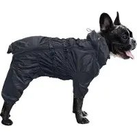 Famanu Veste imperméable pour chien, avec col montant, bandes réfléchissantes et fermetures à glissière, pour toutes les races, noire, taille M