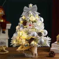 Nikcorp Arbre de Noël artificiel pour table, décoré de LED, argenté, 45 cm