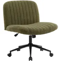 IWMH Chaise de bureau sans accoudoirs, chaise pivotante avec roulettes, réglable en hauteur Chaise de bureau, chaise d'ordinateur avec dossier moyen-Teddy-Green