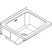 Kwc Cuve de lavage , SIRIUS, fixation murale, 520 × 270 × 490 mm, avec trop-plein, acier inoxydable, 1 pièce.