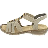 Rieker Sandales plates pour femmes , couleur beige, style décontracté