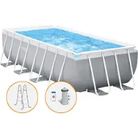 Intex Prisma Frame Rectangular With Filter Pool Gris 300 x 175 x 80 cm