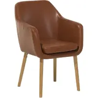 Beliani Chaise Or Marron Faux cuir Pieds en bois Salon Salle à manger Style rétro