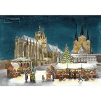 Pappnoptikum Calendrier de l'Avent nostalgique avec des images : Cathédrale d'Erfurt 38 x 27 cm avec motif « Change-moi »